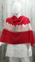 Pure Pashmina Shawl with Silver Tilla Work Red (ONE OF A KIND)