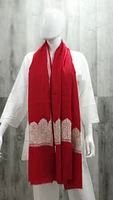 Pure Pashmina Shawl with Silver Tilla Work Red (ONE OF A KIND)