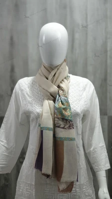 Pure Pashmina Kalamkari Stole Hand Embroidered (ONE OF A KIND