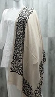 Pure Pashmina Stole Sozni Hand Embroidered calligraphy (ONE OF A KIND)