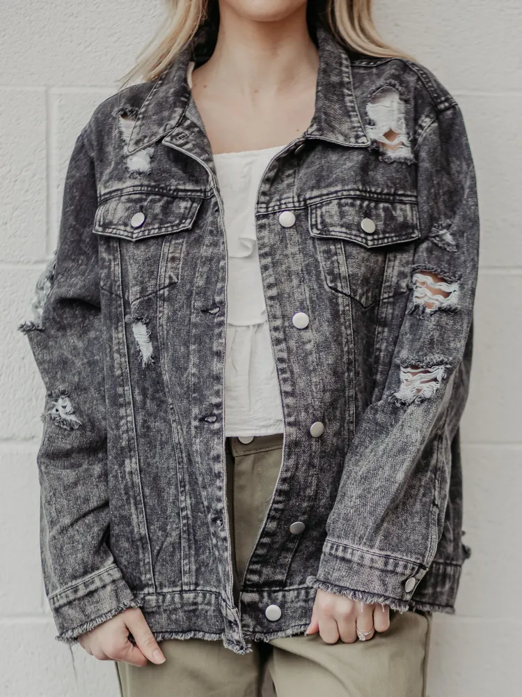 Rose & Remington Anika Distressed Denim Jacket