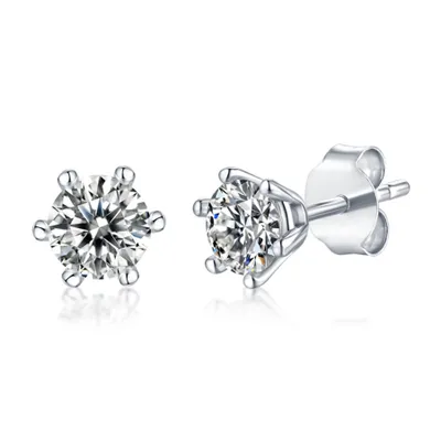 SV Sterling Silver with 0.50ctw Lab Created Moissanite Round Solitaire Stud Earrings