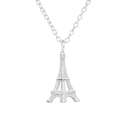 Sterling Silver Dainty Eiffel Tower Pendant Necklace - Ag Sterling