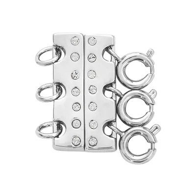 Silver Rhodium 4-Row Magnetic Necklace Clasp with crystal accents for Layering Your Necklaces - callura