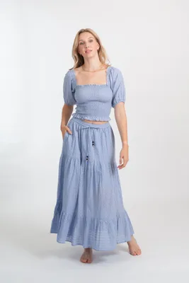 KOY Resort Riviera Smock Boho Crop Top