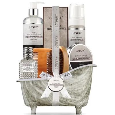 Lovery Premium Bath And Body Beauty Basket, Rosemary Peppermint Home Spa Set