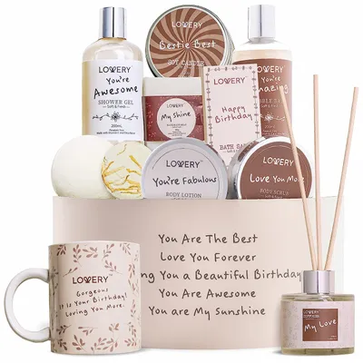 Lovery Birthday Gift Basket, Bath And Spa Gift Set For Women, Luxury Birthday Spa Gift Bo