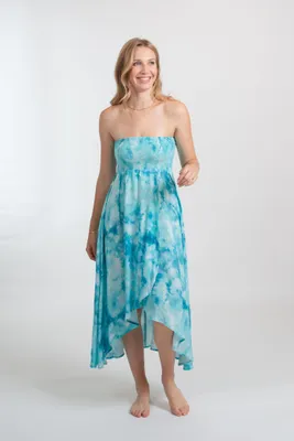 KOY Resort Aquarelle Tie Dye Convertible Bandeau Dress