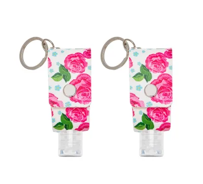 Pink Roses Hand Sanitizer Key Chain with Empty 30 ML Bottle - set of 2 - Don't AsK