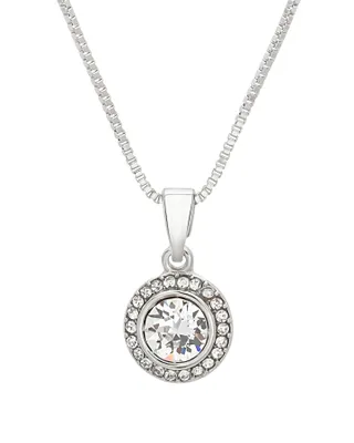 Dainty Silvertone Clear Halo Pendant made with Quality Austrian Crystals - MICALLA