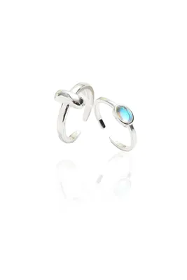 Classicharms-Teardrop Aurora Borealis Cubic Zirconia Ring Set
