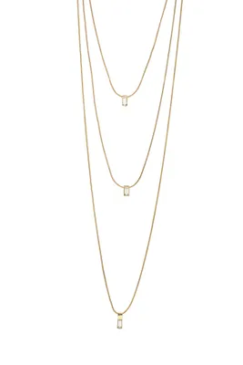 Goldtone Clear Layered Necklace with quality Austrian crystals - MICALLA