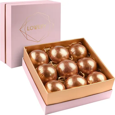 Lovery 24k Rose Gold Bath Bombs Gift Set, 9 Scented Bubble Bombs