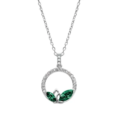 Silvertone Emerald Marquis Pendant Necklace made with Quality Austrian Crystals - MICALLA