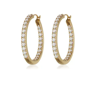 Goldtone Aurora Borealis Dual Sided Hoop Earrings made with Quality Austrian Crystals - MICALLA