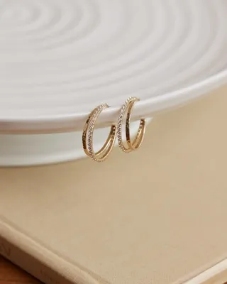 RW&CO. - Golden Hoops with Rhinestones - Gold - 1SIZE
