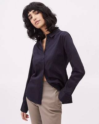 Long-Sleeve Buttoned-Down Poplin Blouse