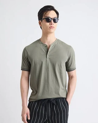 T-Shirt Henley à Manches Courtes