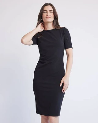 Short Sleeve Fitted Dress with Crew Neckline