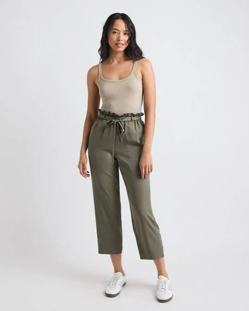 Pantalon Cheville à Jambe Fuselée et Taille Haute