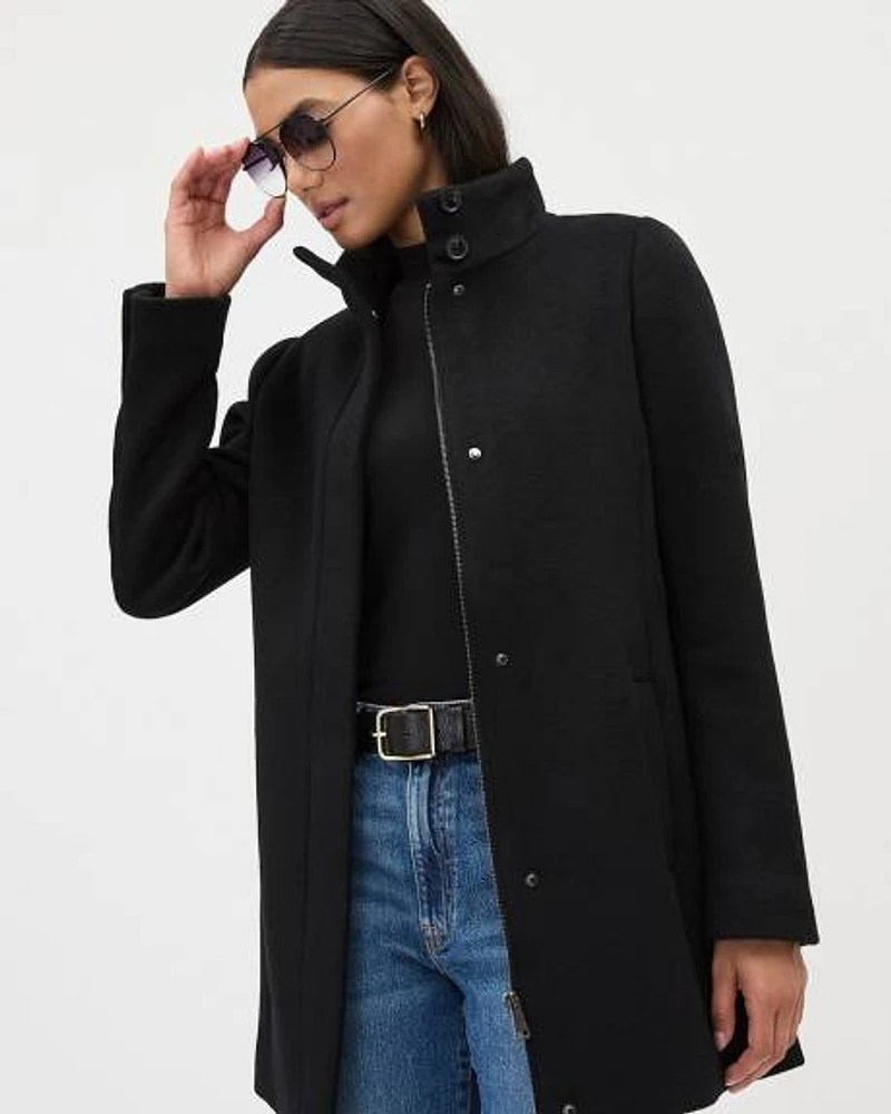 Classic Wool Coat with High Neckline