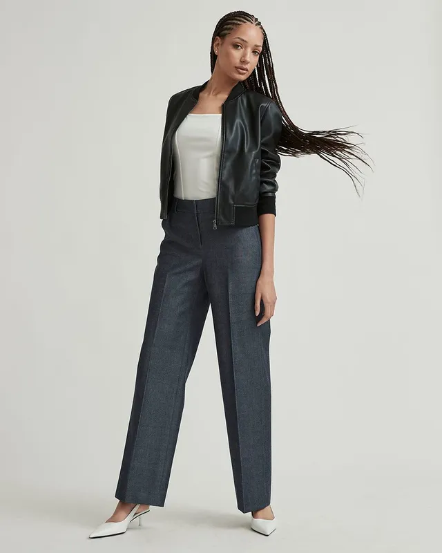 High-Rise Wide-Leg Long Twill Pant