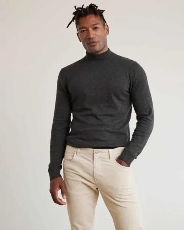 Long-Sleeve Mock-Neck Cashmere-Blend Sweater