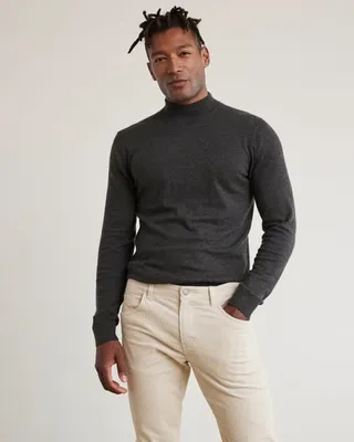 RW&CO. - Solid Long-Sleeve Mock-Neck Sweater Charcoal Mix