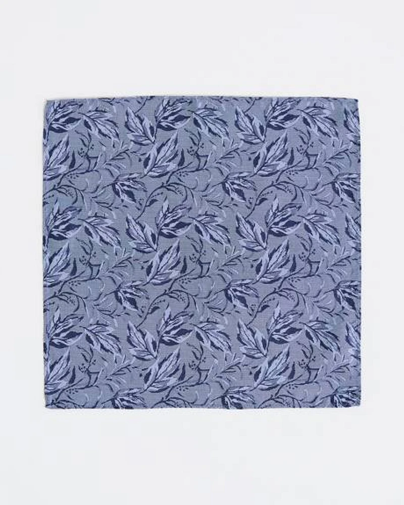 Linen-Blend Handkerchief with Foliage Pattern