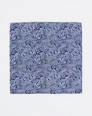 Linen-Blend Handkerchief with Foliage Pattern