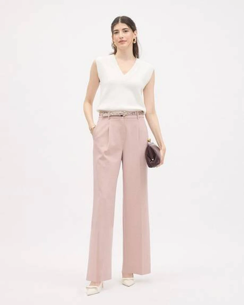 Pink Wide-Leg High-Rise Long Pant