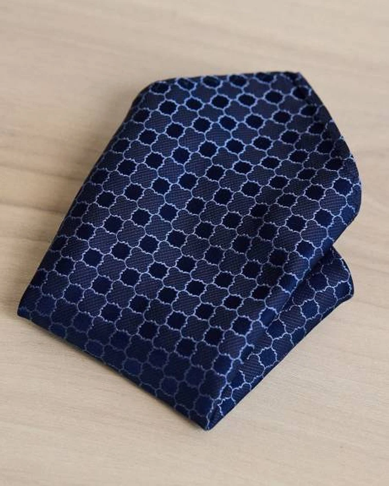 Navy Handkerchief with Geometric Pattern