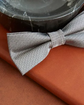 Grey Textured Bow Tie