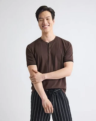 T-Shirt Henley à Manches Courtes