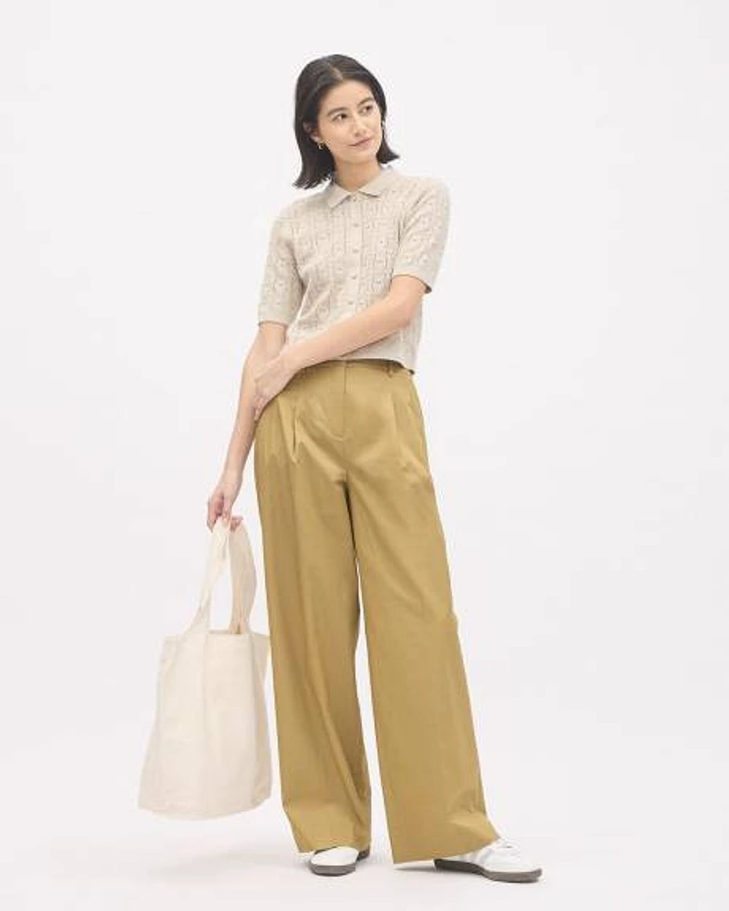 Poplin High-Rise Wide-Leg Pant