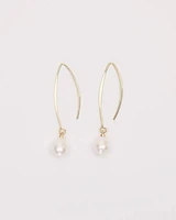 Golden Earrings with Pearl Pendant