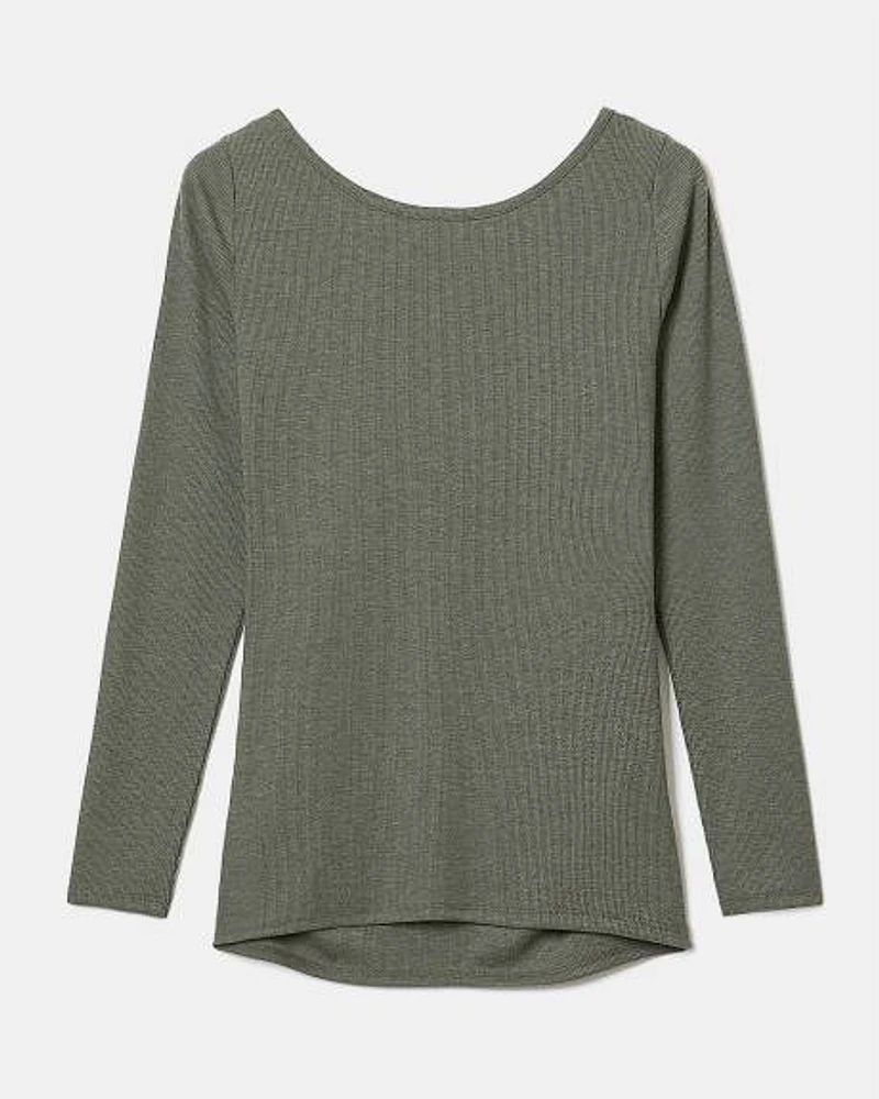 Long-Sleeve Boat-Neck Top