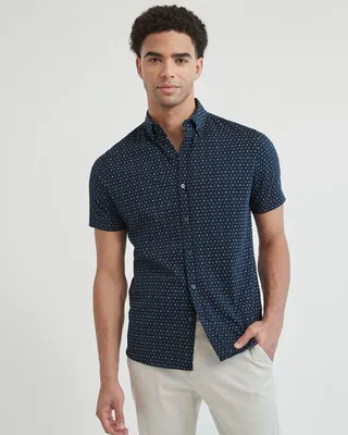 Knit Short Sleeve Shirt with Print