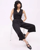 Sleeveless Wide-Leg Jumpsuit with V Neckline