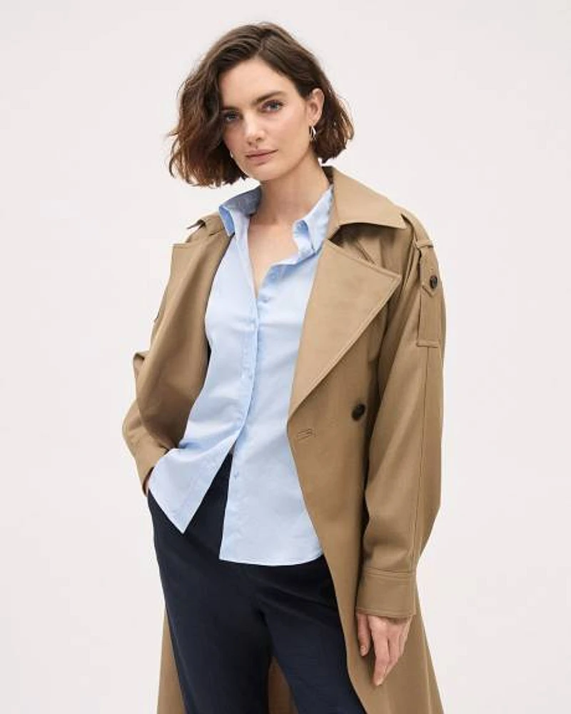 Long-Sleeve Buttoned-Down Poplin Blouse