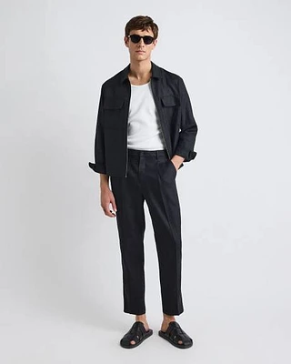 Pantalon en Lin à Jambe Fuselée Plissée