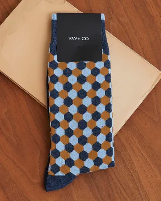 Blue and Yellow Geo Socks