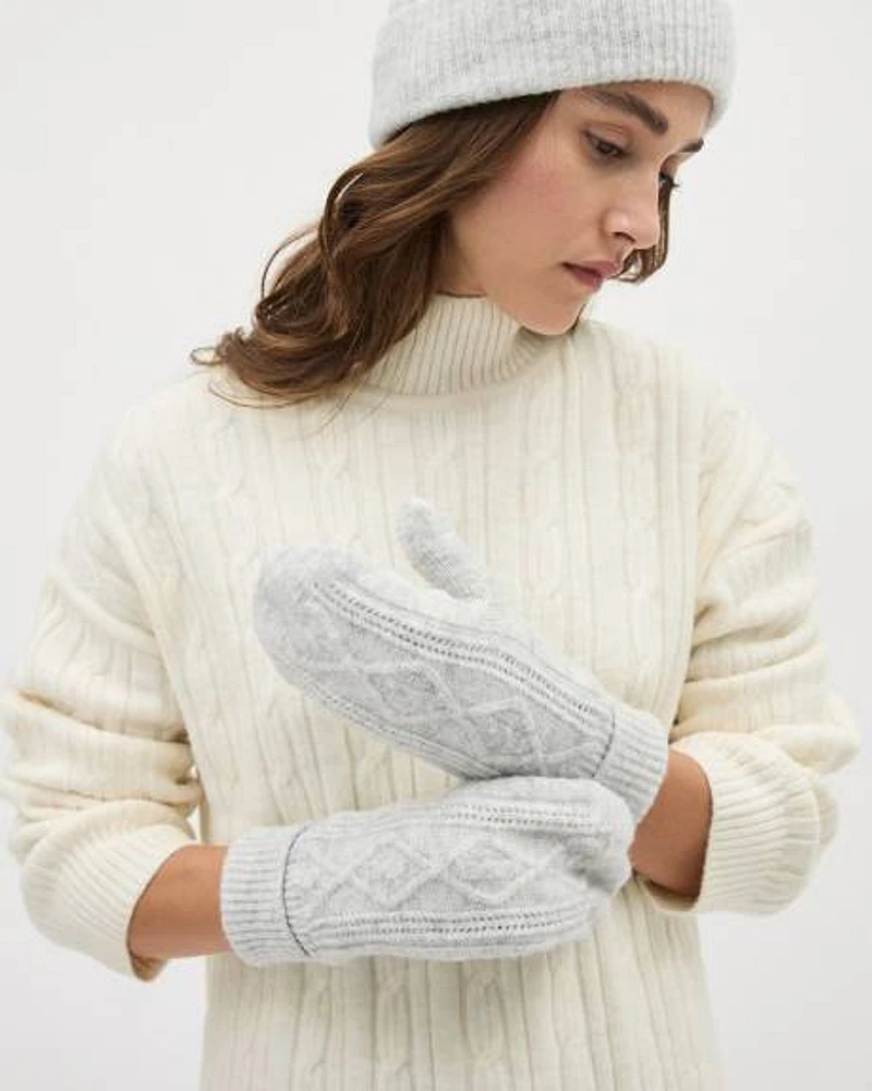 Cable-Knit Mitts with Fleece Lining