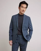 Slim-Fit Blue Windowpane Suit Blazer