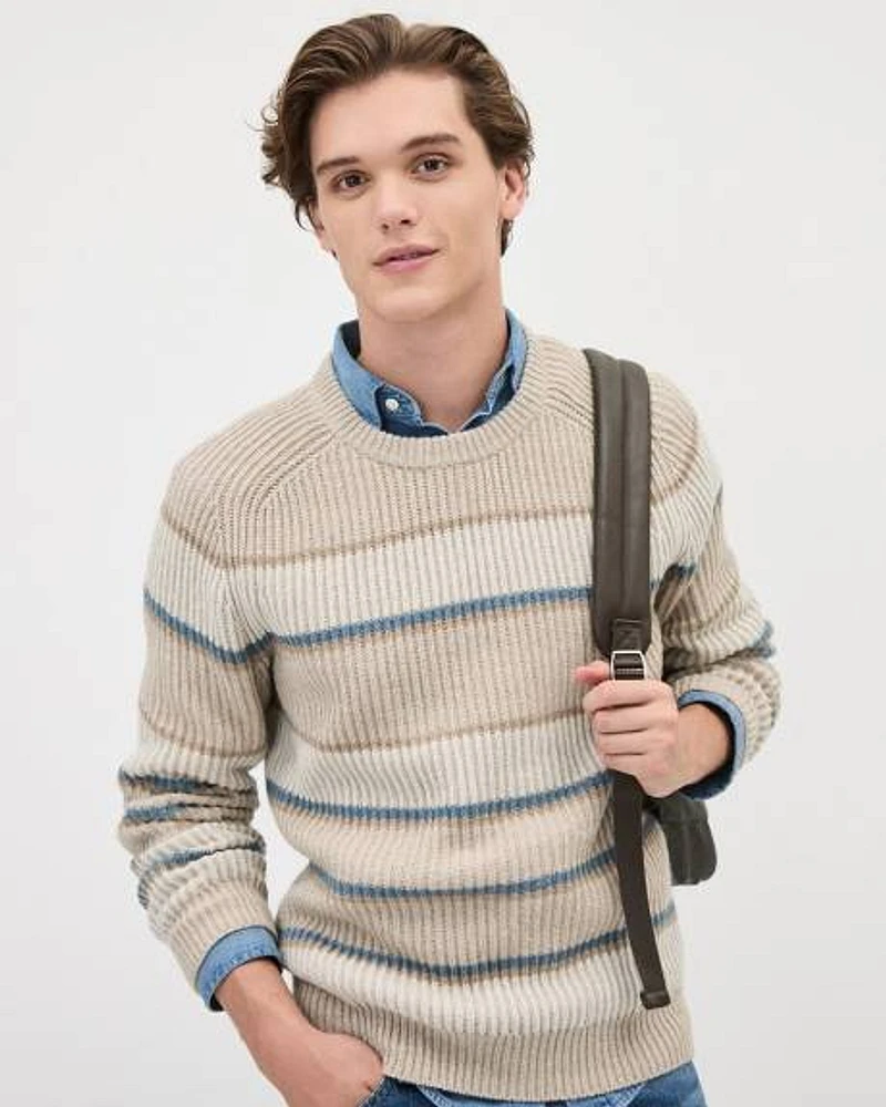 Striped Long-Sleeve Crew-Neck Sweater