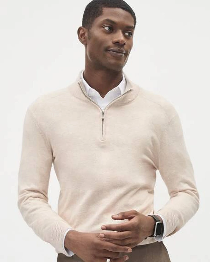 Long-Sleeve Half-Zip Mock-Neck Sweater