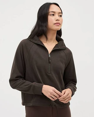 Long-Sleeve Half-Zip Mock-Neck French Terry Sweatshirt