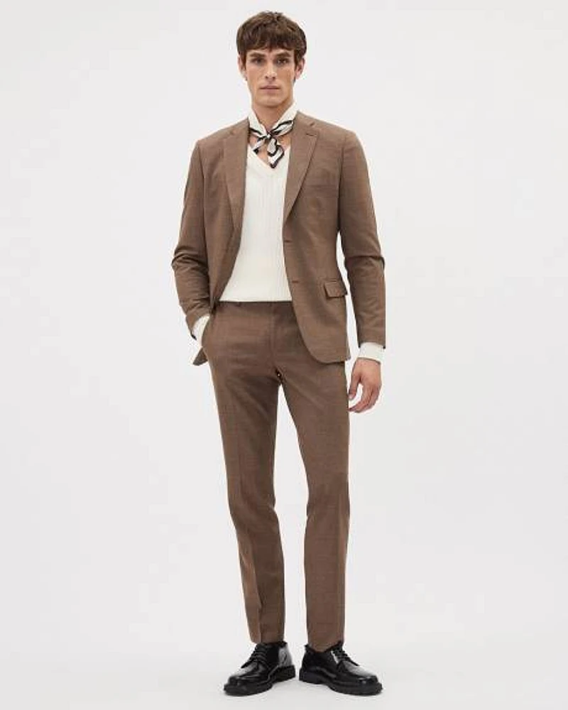 Slim-Fit Bronze Houndstooth Suit Blazer