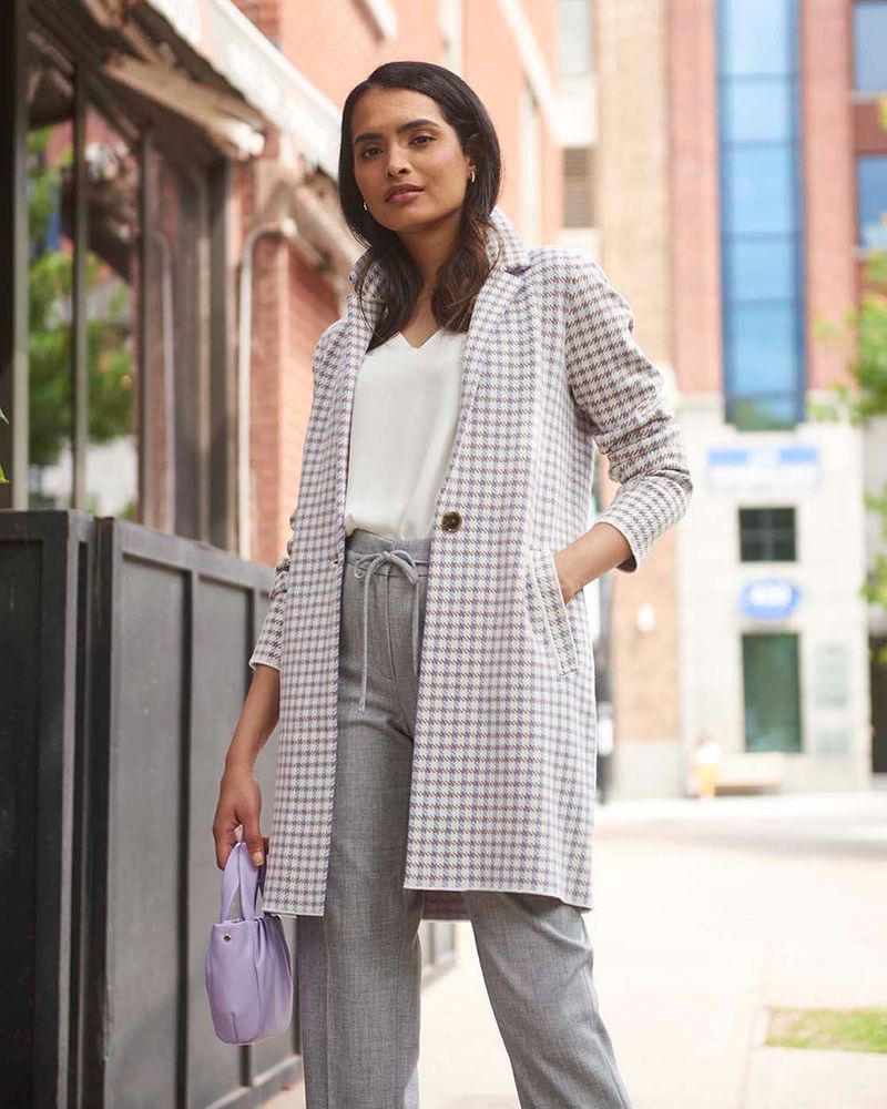 RWu0026Co Checkered Jacquard One Button Sweater Coat women (XL,Coconut Milk  Multi) | Centre Eaton de Montréal