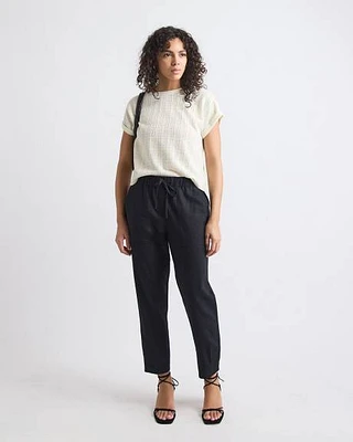 Linen Mid-Rise Tapered-Leg Jogger Pant